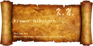 Kremer Nikolett névjegykártya